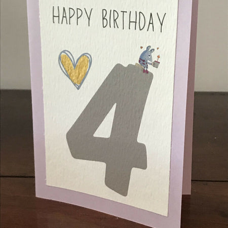 Birthday card pack of 5 cards - this pack has a four year old birthday