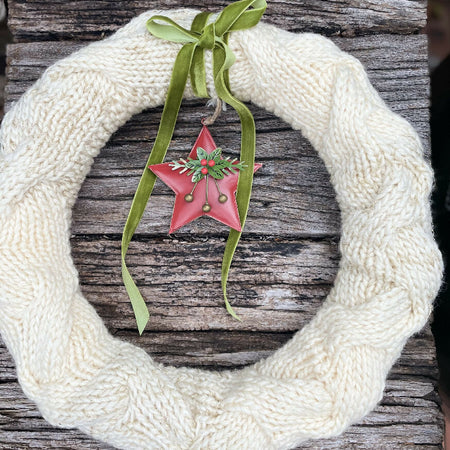 Handknitted Aran Christmas Wreath