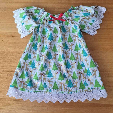 Baby Christmas Dress | Size 9-12 Months | Reindeer Print