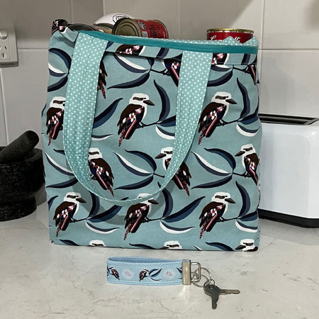 Grocery Tote ... Lined with storage pouch ... Kookaburras