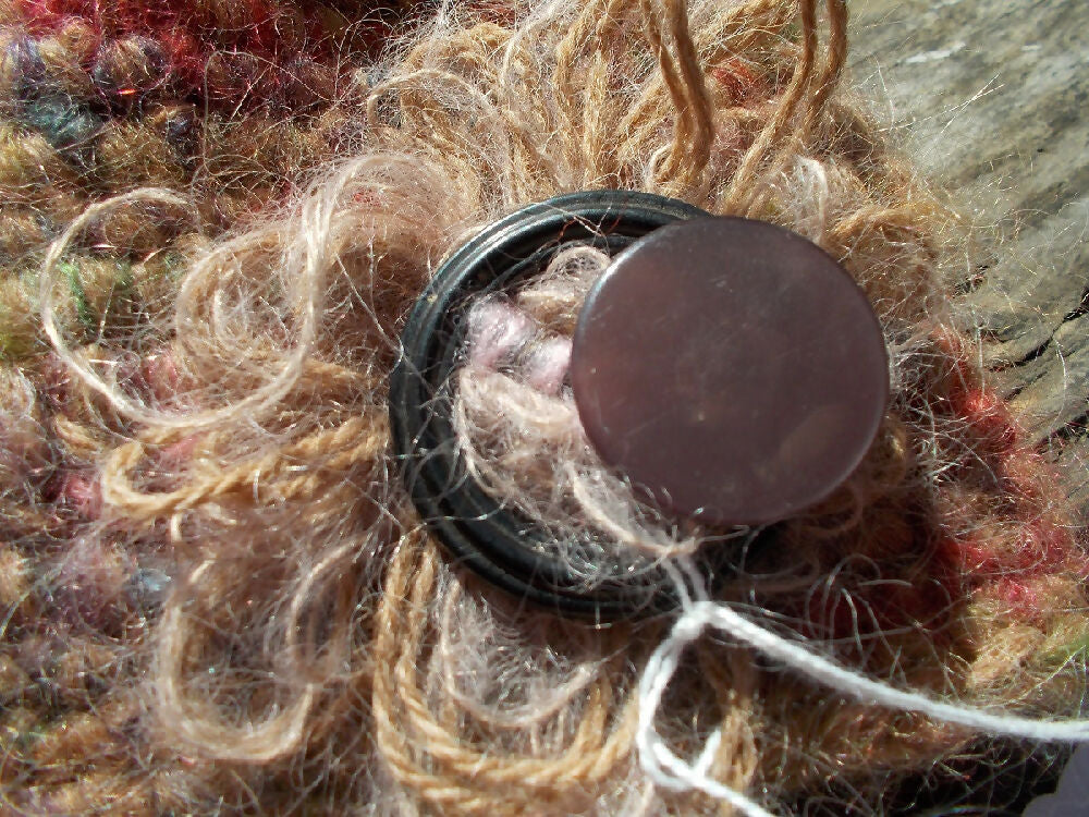 Brimmed winter hat with vintage button detail