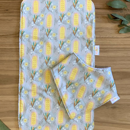 Baby Bib and Burp Cloth Set - Banksias