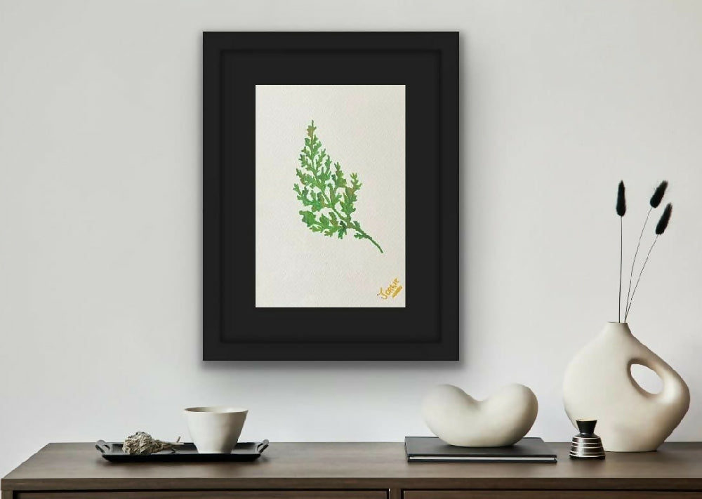 fern watercolor framed