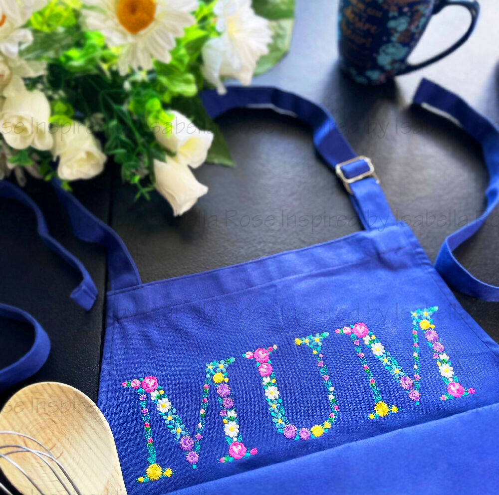 Embroidered Apron, Mothers/Fathers Day Gift, Made to order