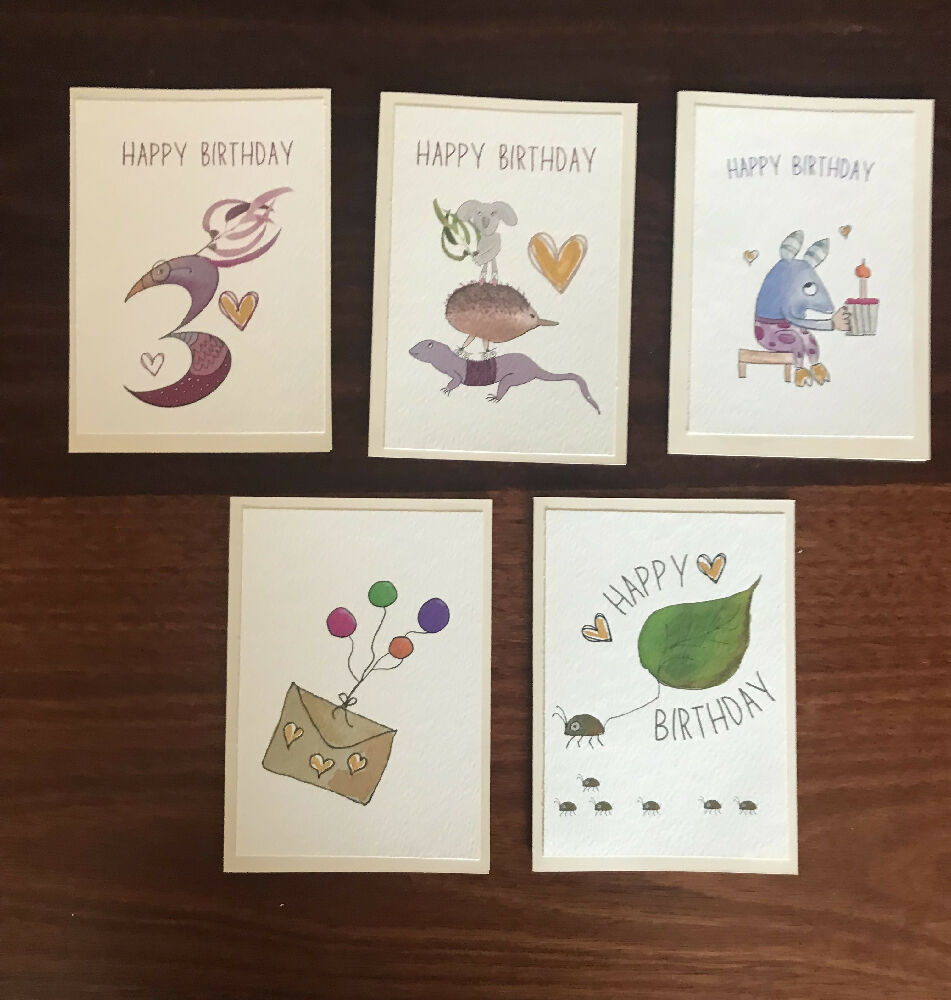 Birthday card pack of 5 cards - this pack has another three year old birthday