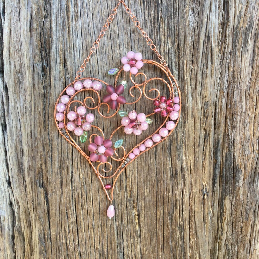 Pearly Pink Floral Wall Art Hanger