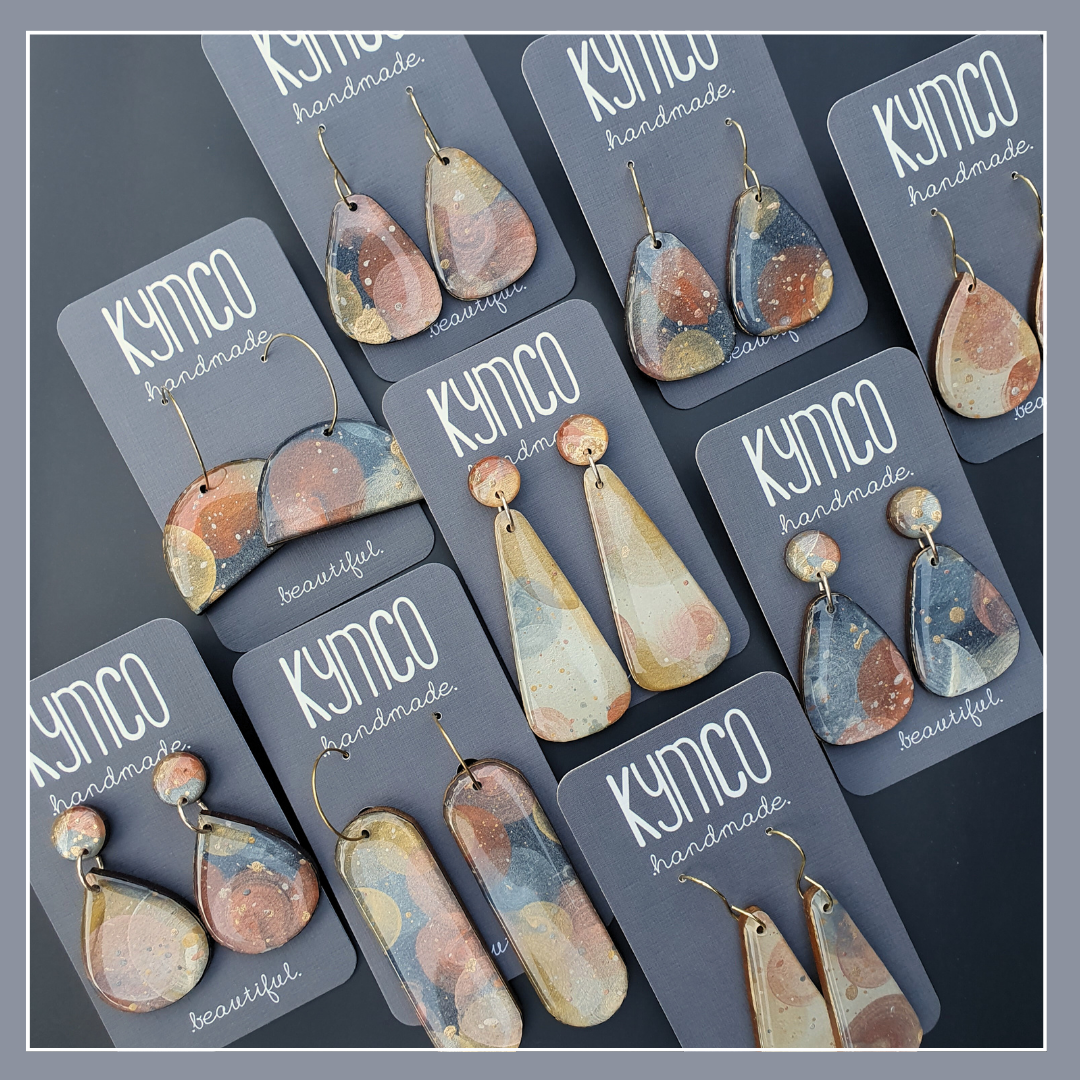 The Desert Dreaming Collection | Resin art jewellery | Large dangle earrings