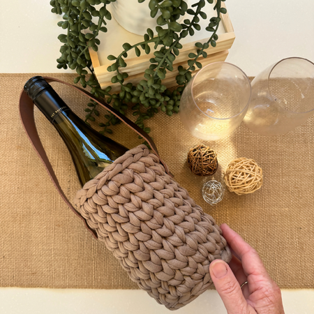 Wine Tote | Entertainers Gift | Handmade | Crochet | Choose your colour