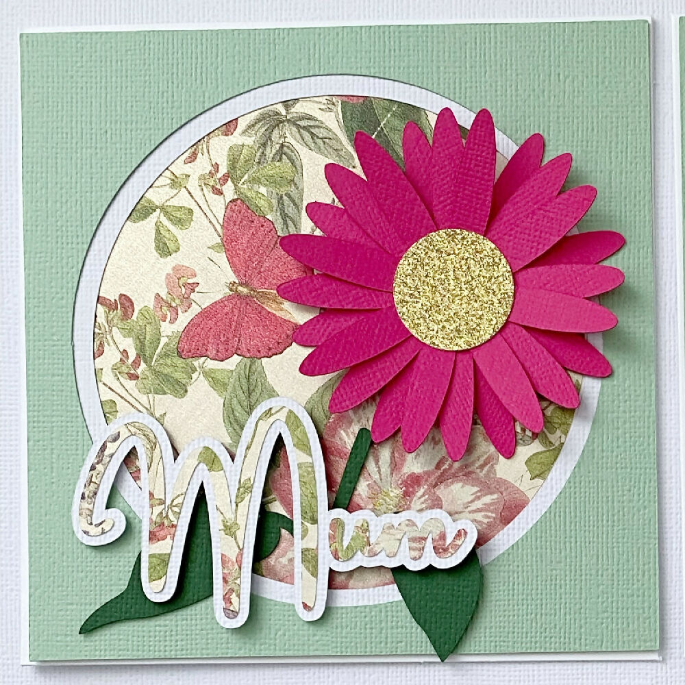 Floral birthday card, Mum, Mother's day card. Sunflower, daisy.
