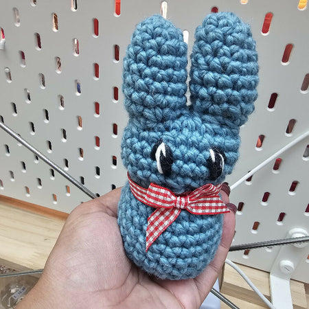 Blue Crochet Easter Bunny 100% Australian Merino wool