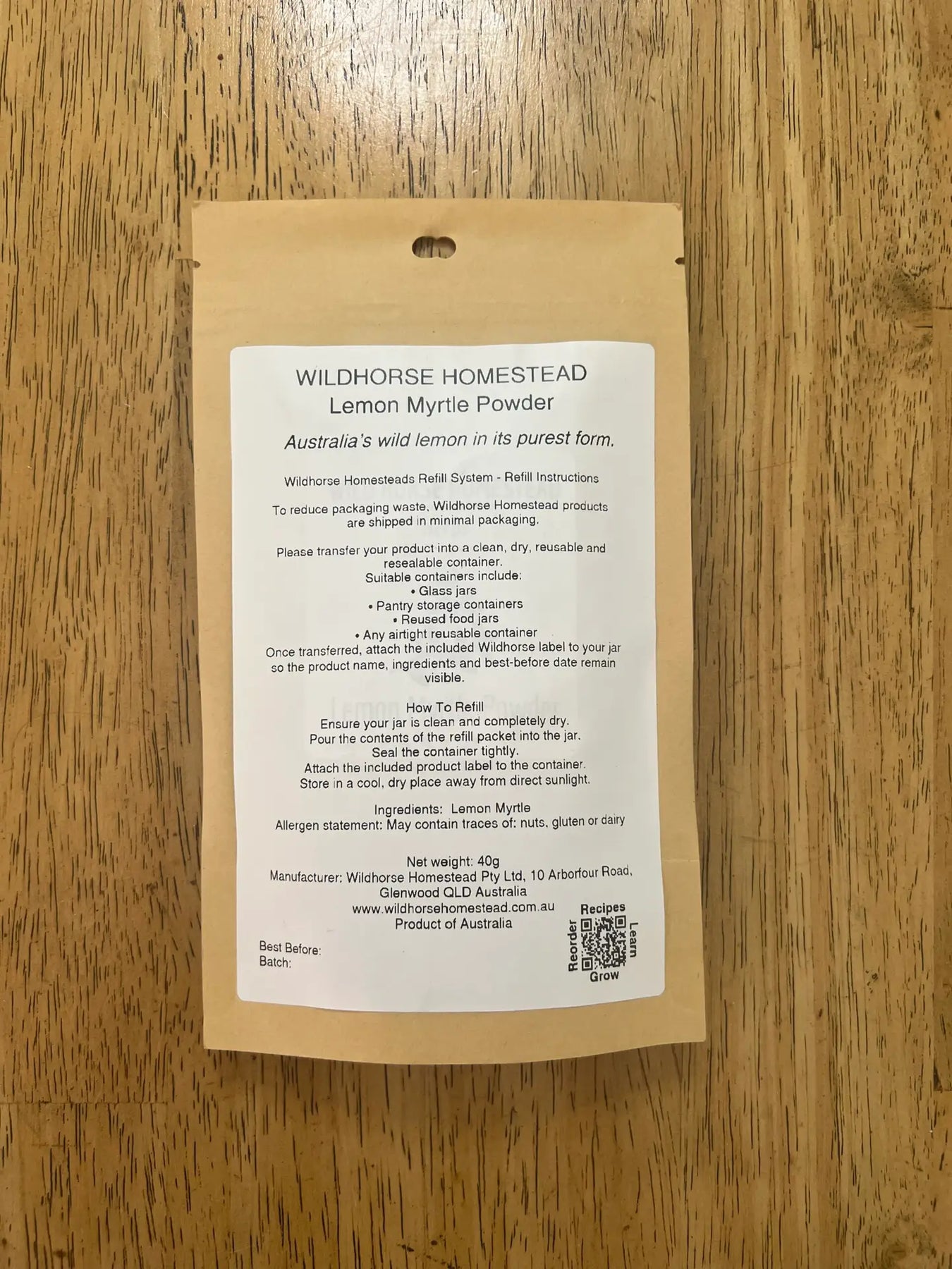 Wildhorse Homestead Lemon Myrtle Powder (40g)