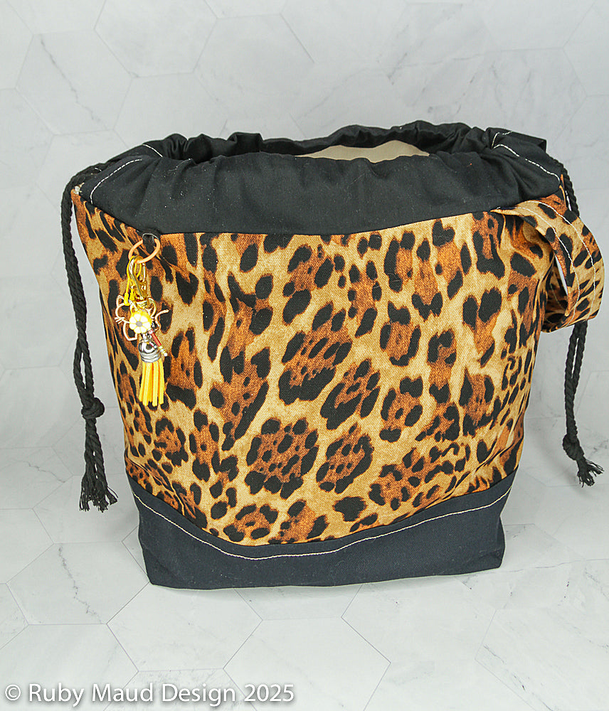 Large Knitting Project Bag -Leopard