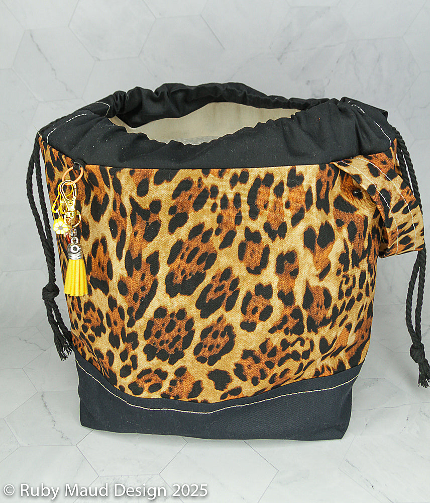 Large Knitting Project Bag -Leopard