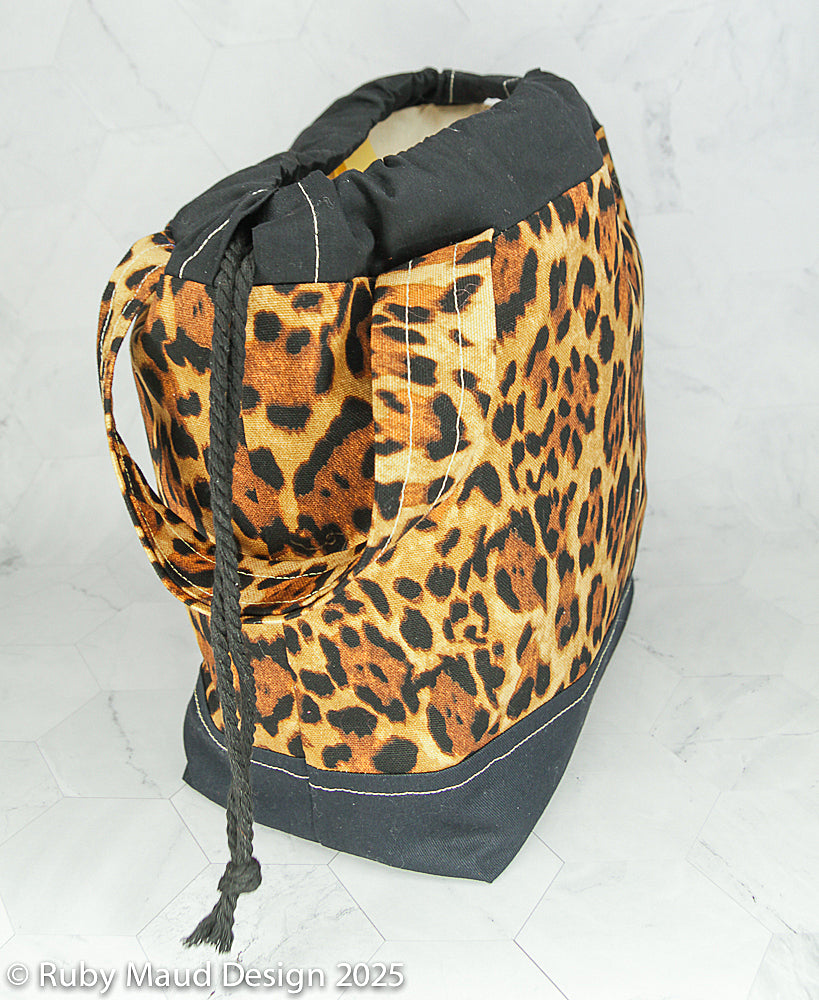 Large Knitting Project Bag -Leopard