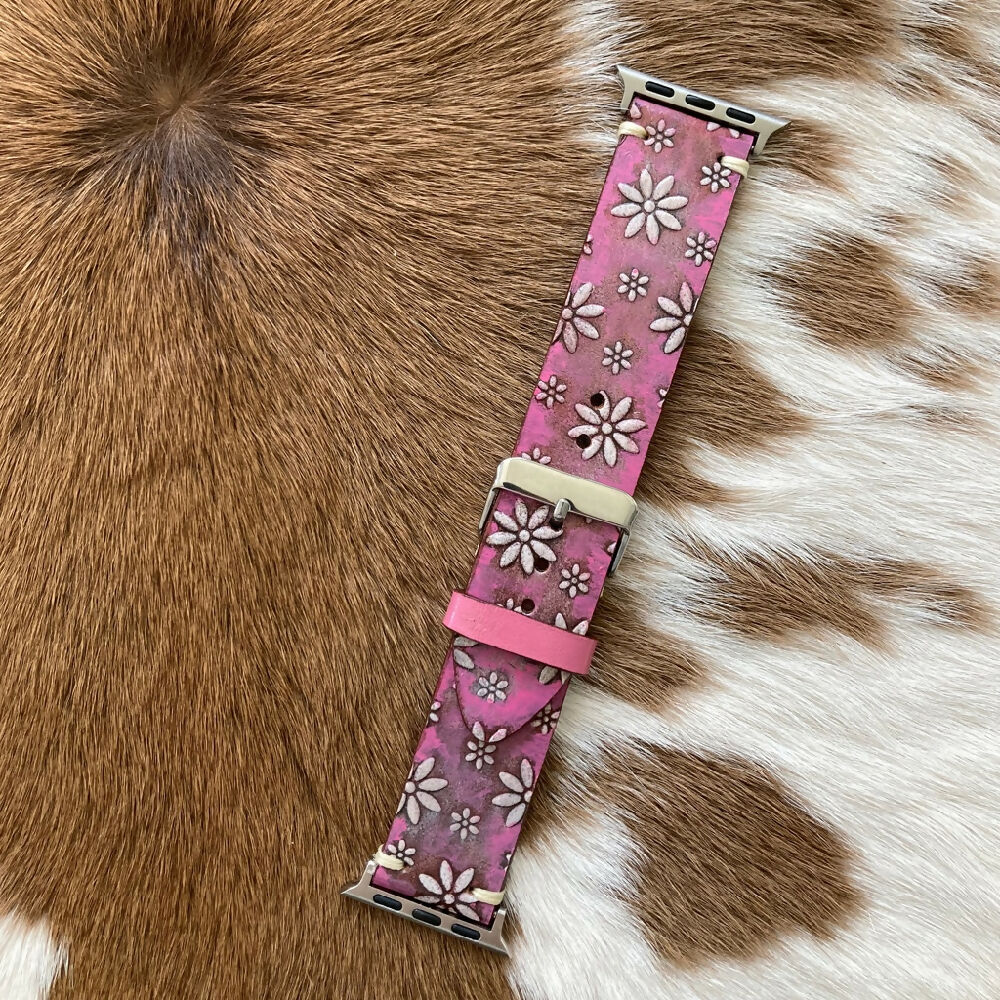 Apple Watch Band - pink and white flowers