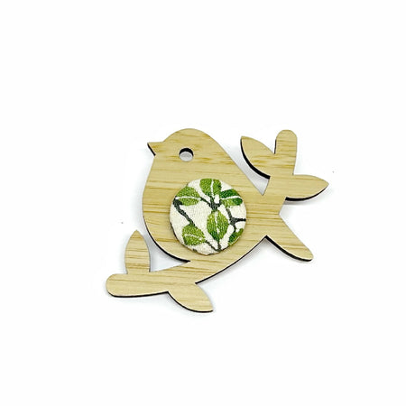 Kimono Bird Brooch - Green