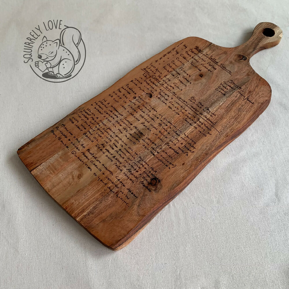 Personalised Engraved Recipe Board | Size: 170 x 320 ex handle