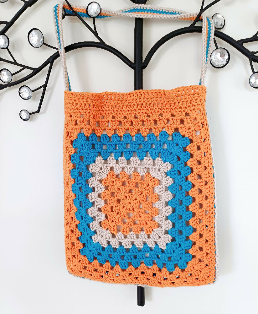 Blue Orange Granny Square Bag and Free Gift