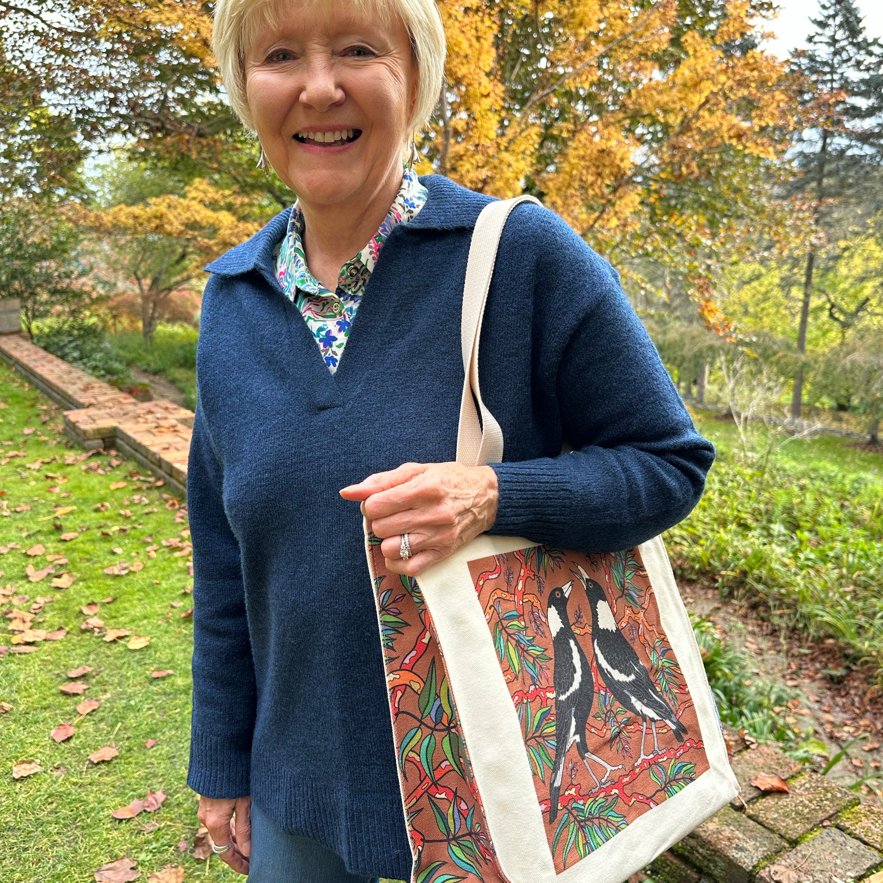 Magpies Canvas art tote bag - carry or over shoulder