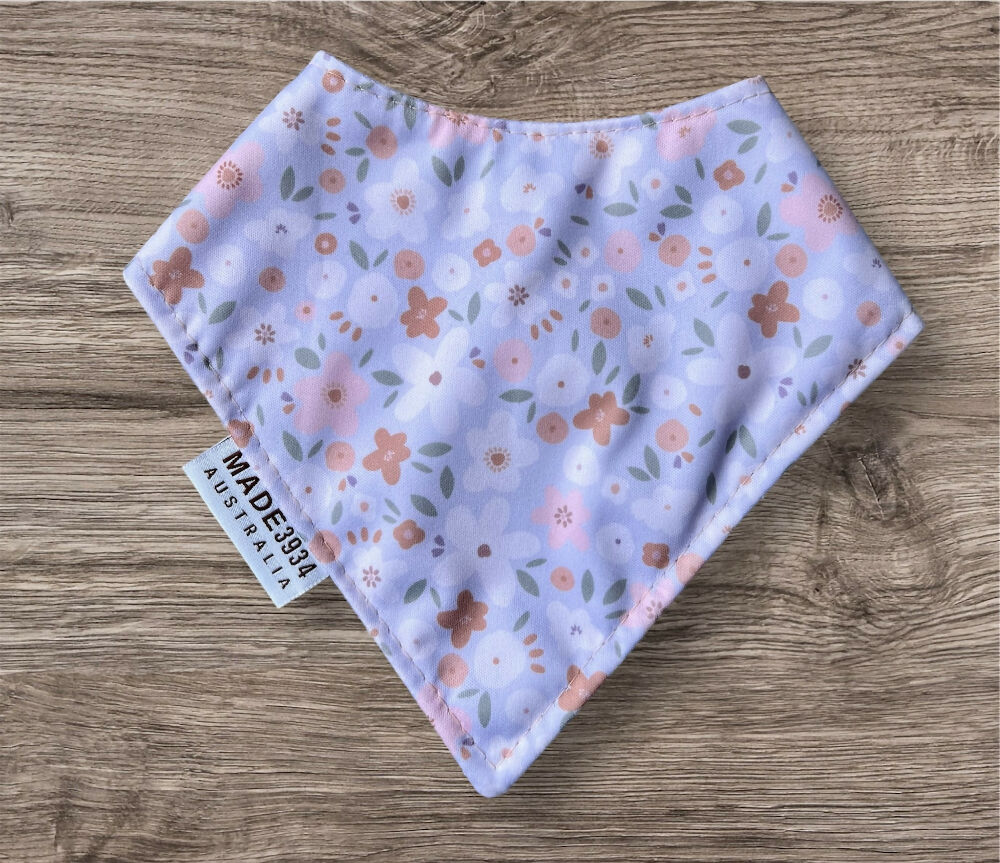 Bandana Style Waterproof Bib - Flowers