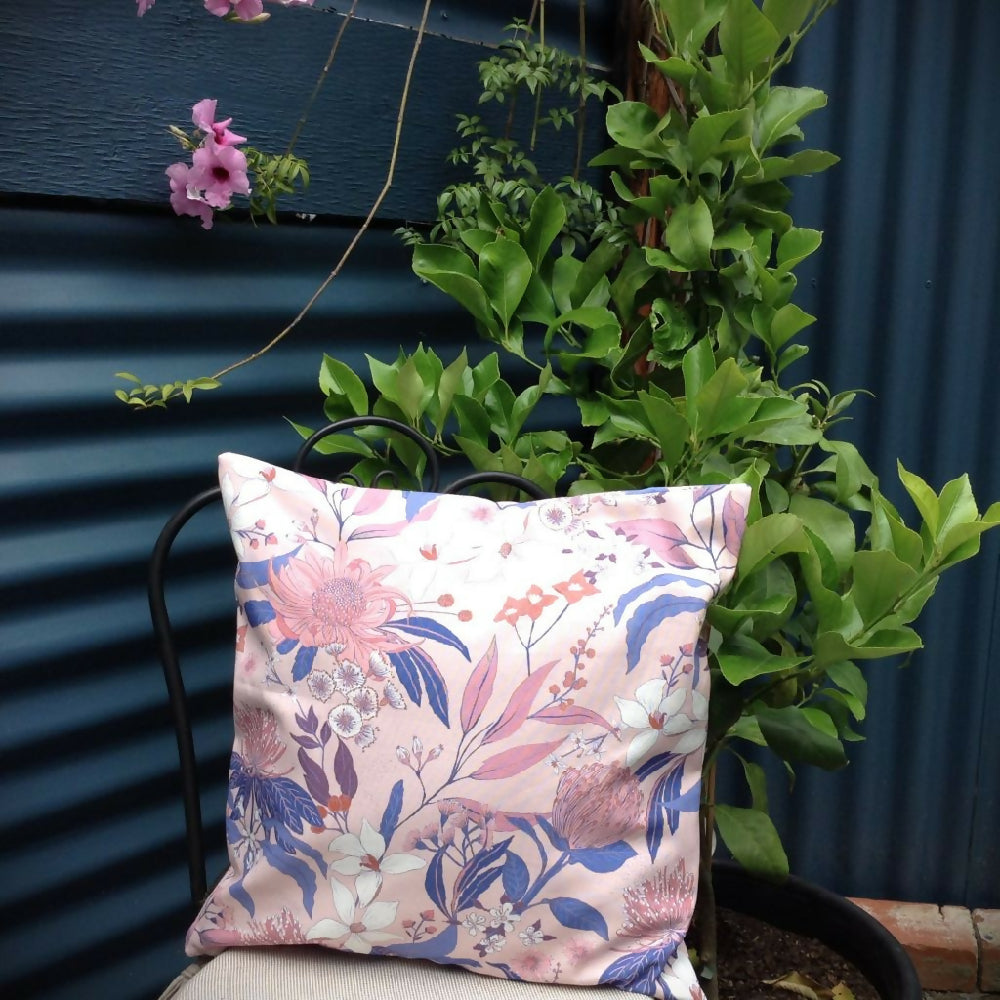 Pink and blue Native Floral Cushion Cover-45x45cm