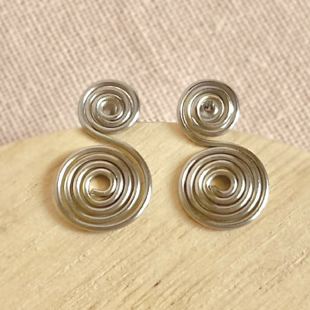 Simply Stainless Steel double spiral stud earrings