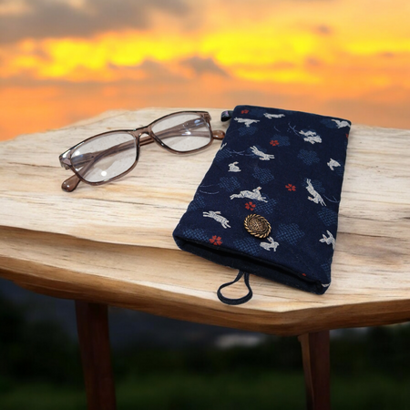 Sunglass case protector, eyewear case, bunny print fabric