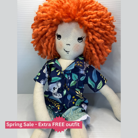 Jo| Cute Handmade Cloth doll with wild hair| 53cm