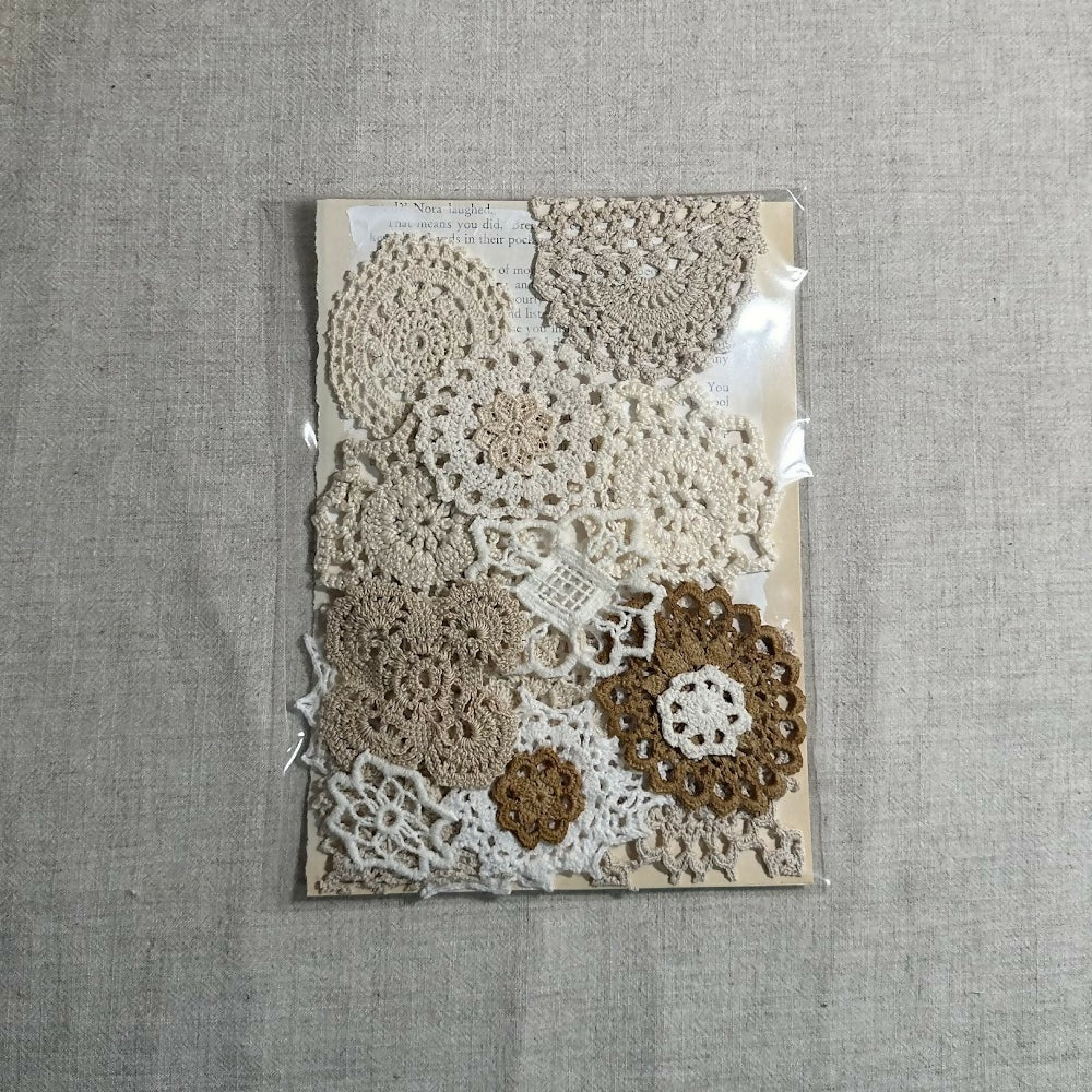 Curated Pack of 17 Assorted Crochet Doilies for Junk Journals