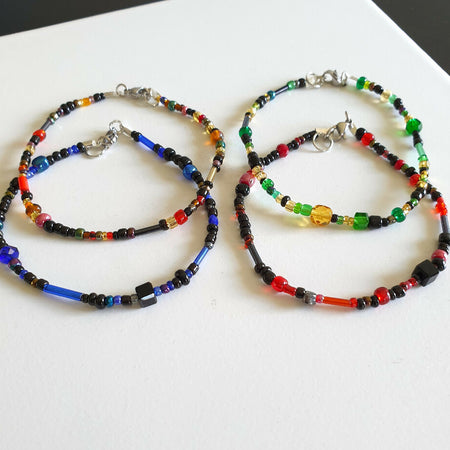 Dainty Art deco Glass / Seed beaded bracelets