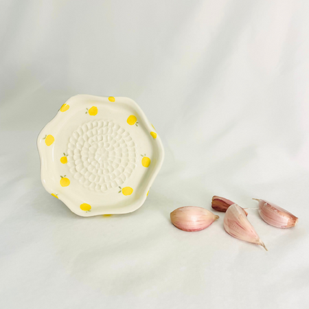 Wavy Lemon Pattern Handmade Ceramic Garlic & Ginger Grater