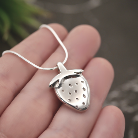 Strawberry - Handmade Sterling Silver Pendant and Chain