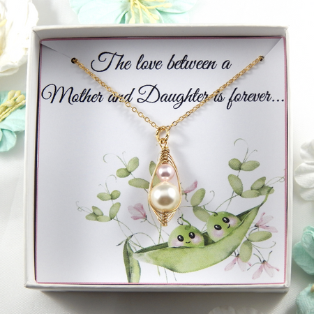 Mother And Daughter Peapod Necklace Mother And Child Necklace