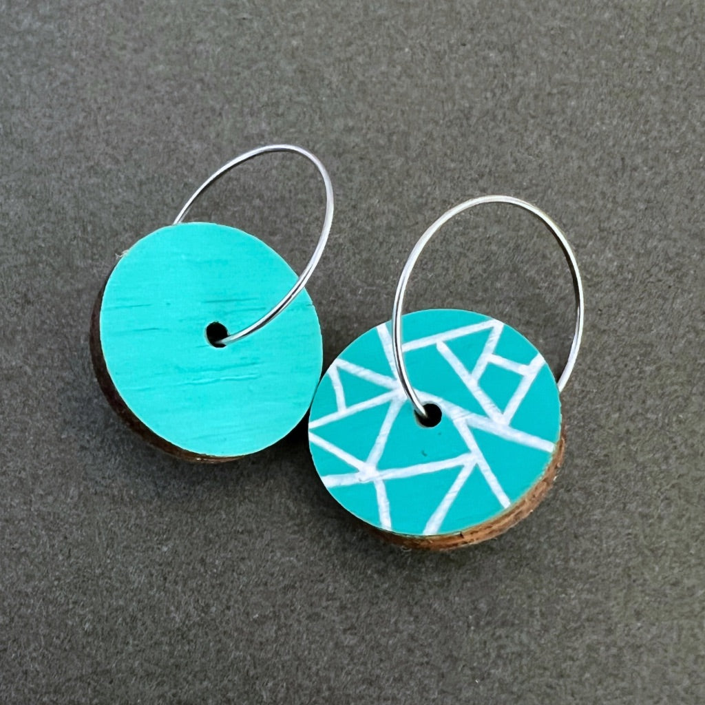 Unique Aqua Hand Painted Dangle Earrings