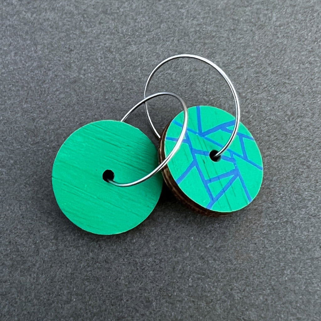 Unique Hand Painted Green Dangle Earrings