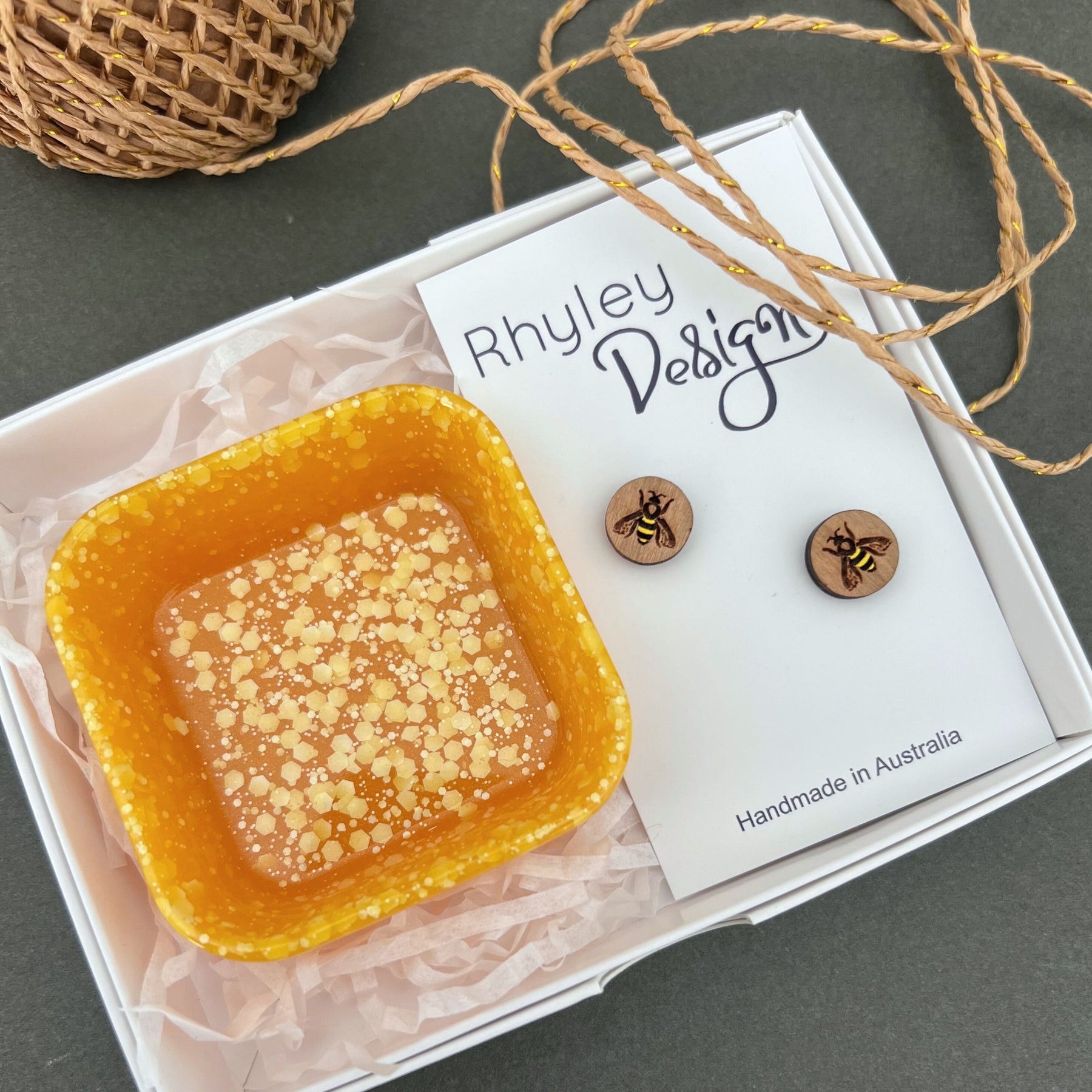 Bee Gift Set Earrings And Trinket Dish