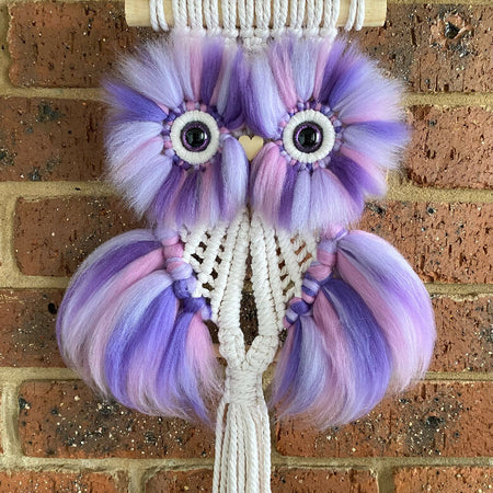 Macrame Large Fluffy Owl Bubblegum