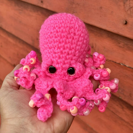 Beaded Fidget Octopus Crochet Toy Pink