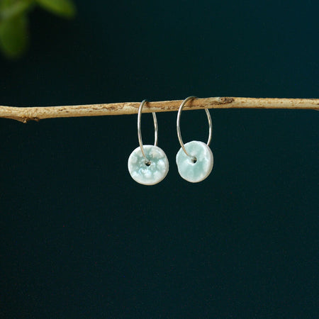 Coral Imprinted Porcelain Earrings - Small