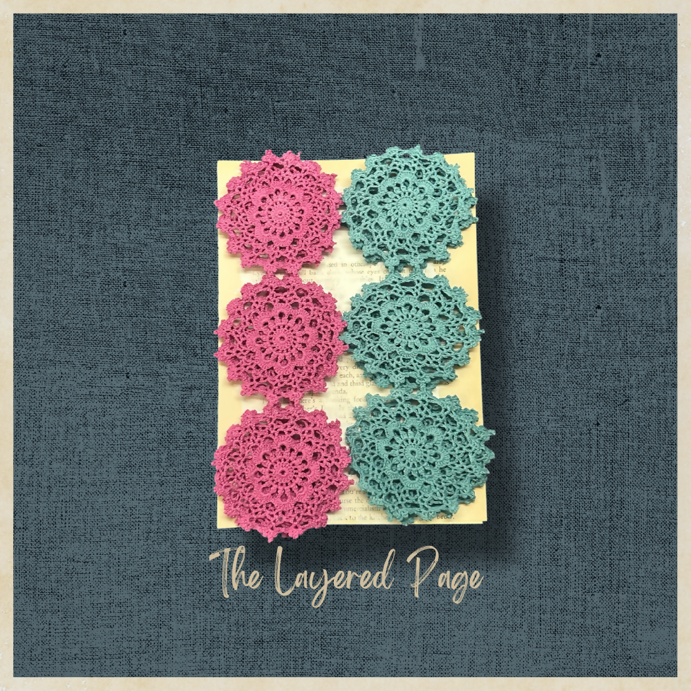 TLP Hand Dyed Crochet Medallions Joined Pink Teal 1