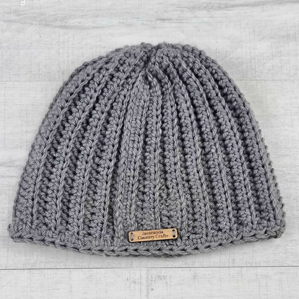 Ribbed Midlands Beanie Ladies Grey RS