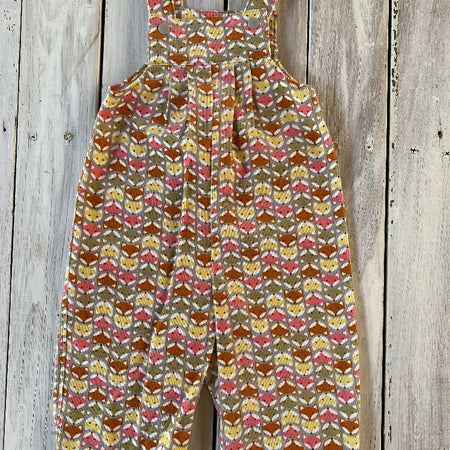 Corduroy Childs overalls foxes on grey