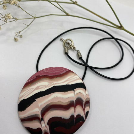 pink black multi coloured round pendant necklace fashion jewellery