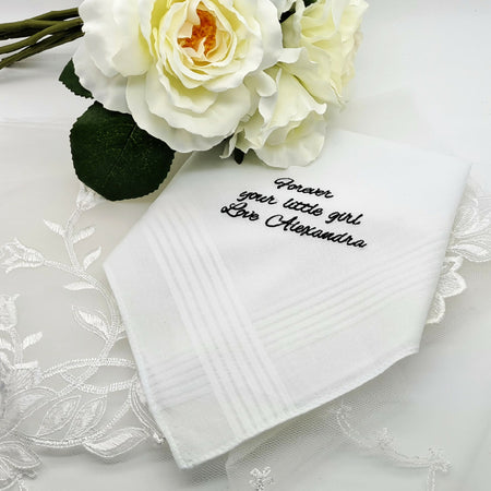 Personalised Wedding Handkerchief Embroidered Man's White Cotton Hanky