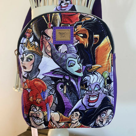 Convertible Backpack/Crossbody Bag - Female Villians/Purple Faux Leather