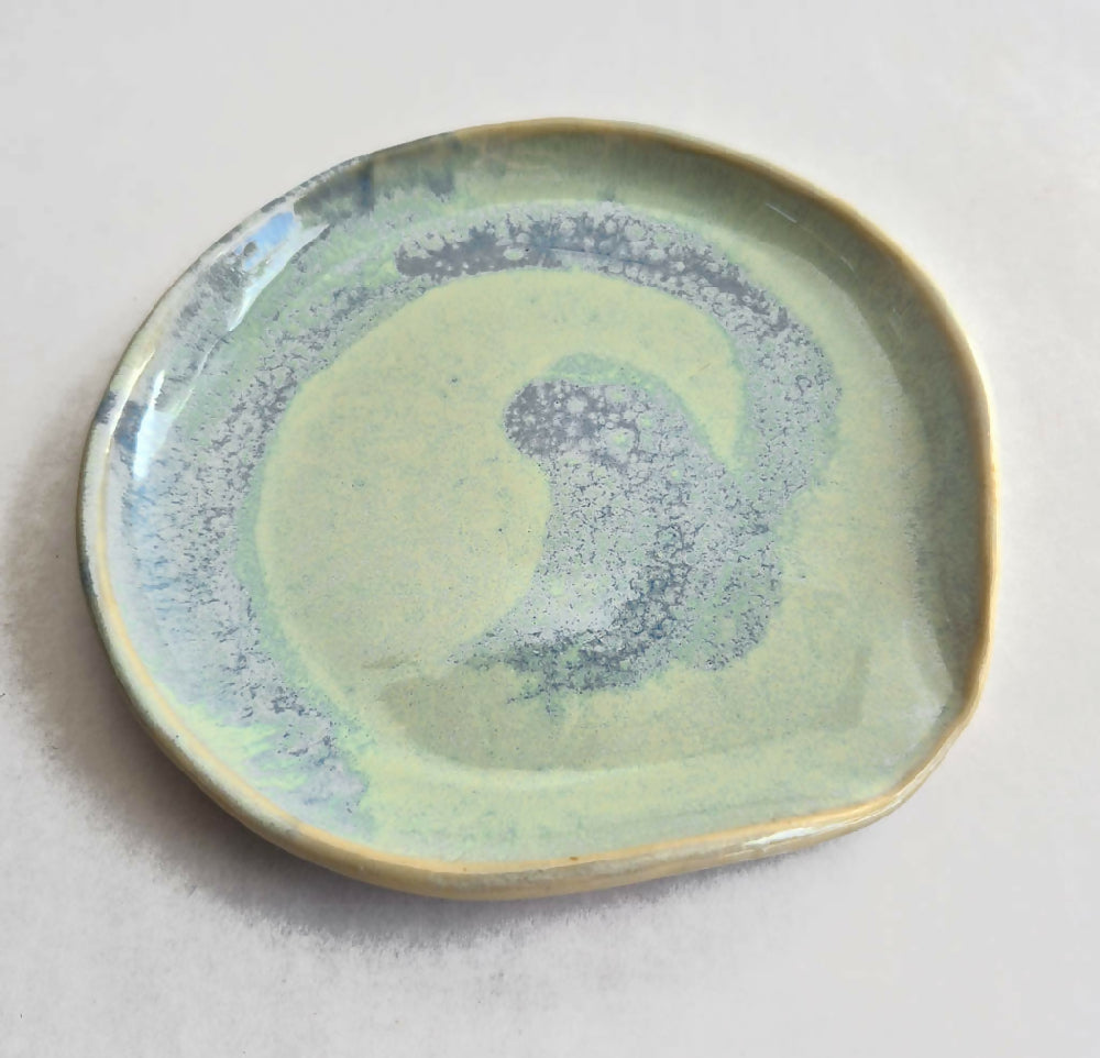 Blue and green ceramic spoon rest - Julie Ann Smith - australia