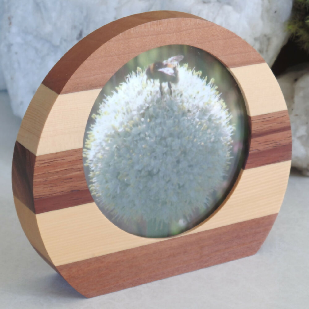 Small Rounded Photo Frame- Myrtle, Huon Pine & Blackwood