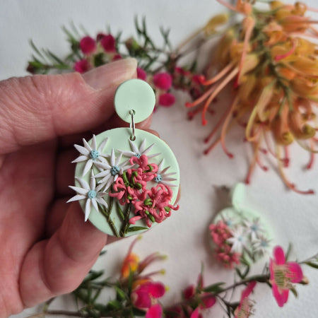 Grevillea & Flannel Flower Dangle Earrings