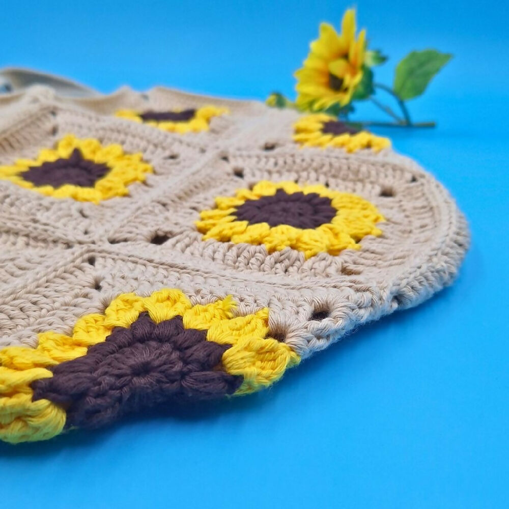 Tutti Fruitti Handmade Crocheted Sunflower Bag Base