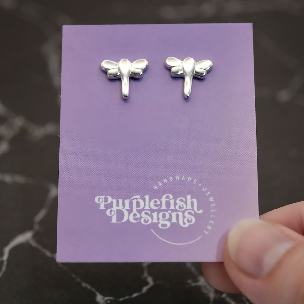 dragonfly studs sterling silver pfd card sml